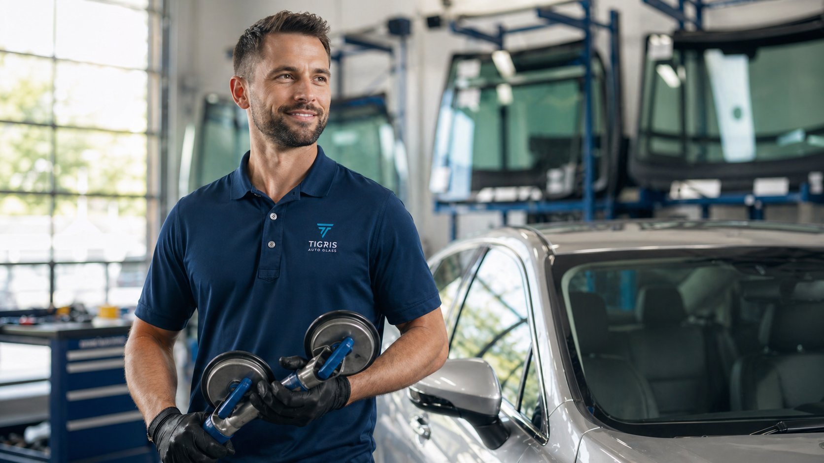 Tigris Auto Glass technician at work
